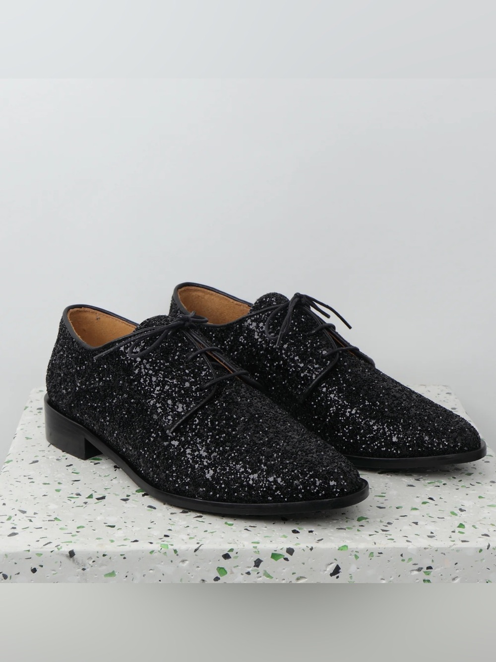 EMMA GO Denise Glitter Black Derby Shoes